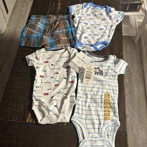 NB child of mine, George, carters, baby boy lot of indies and shorts